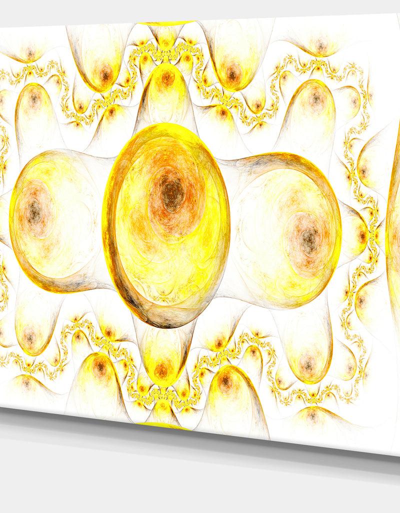 DesignQ Yellow Exotic Pattern On White - Abstract Art On Canvas