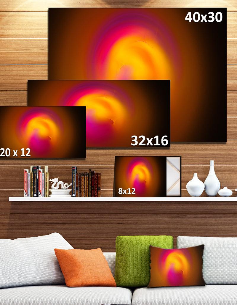 DesignQ Yellow Pink Misty Sphere On Black - Extra Large Abstract Canvas Art Print