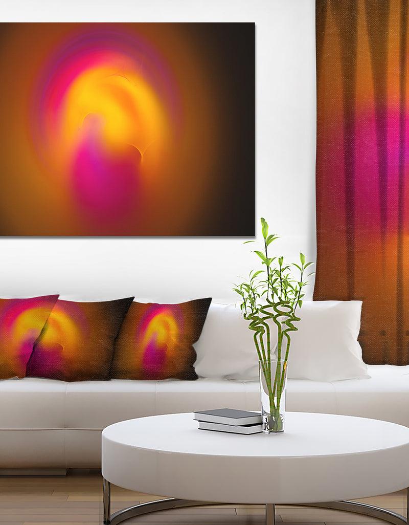 DesignQ Yellow Pink Misty Sphere on Black - Extra Large Abstract Canvas Art Print