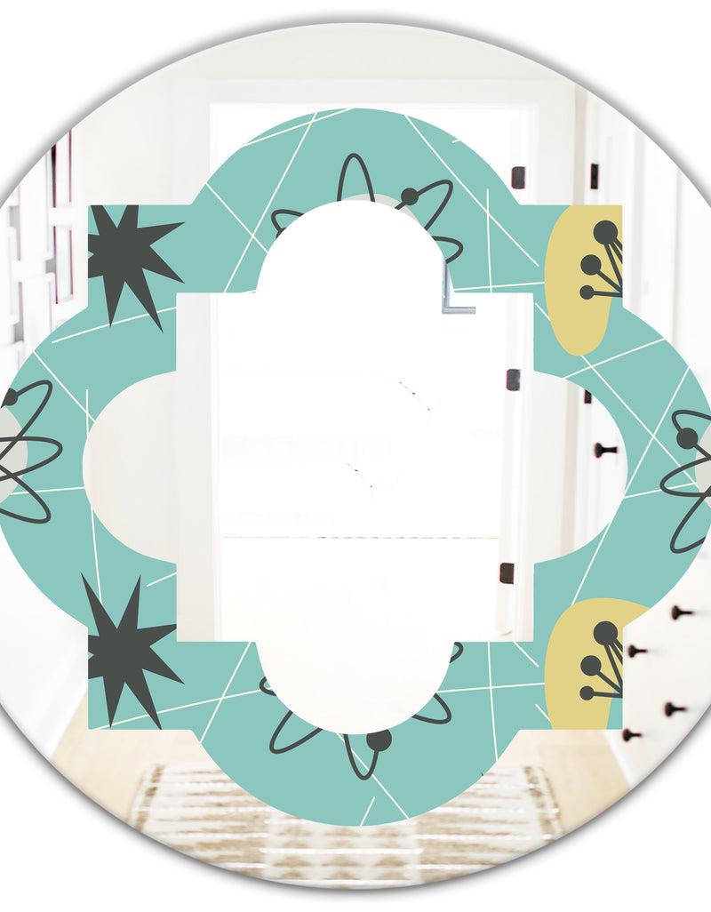 DesignQ 1950 Retro Pattern I - Modern Round Or Oval Wall Mirror - Quatrefoil