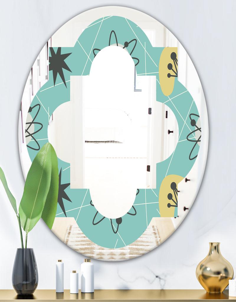 DesignQ 1950 Retro Pattern I - Modern Round Or Oval Wall Mirror - Quatrefoil