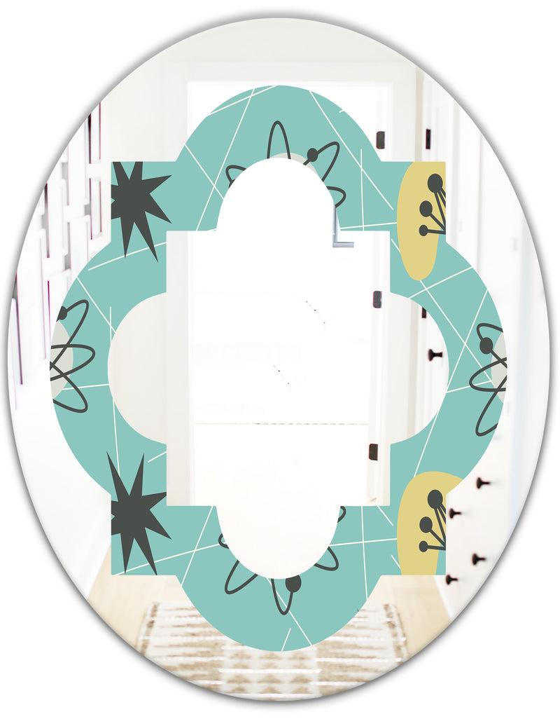 DesignQ 1950 Retro Pattern I - Modern Round Or Oval Wall Mirror - Quatrefoil
