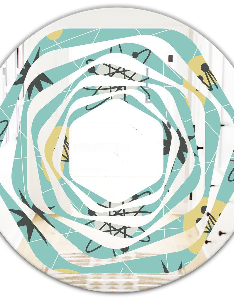 DesignQ 1950 Retro Pattern I - Modern Round Or Oval Wall Mirror - Whirl