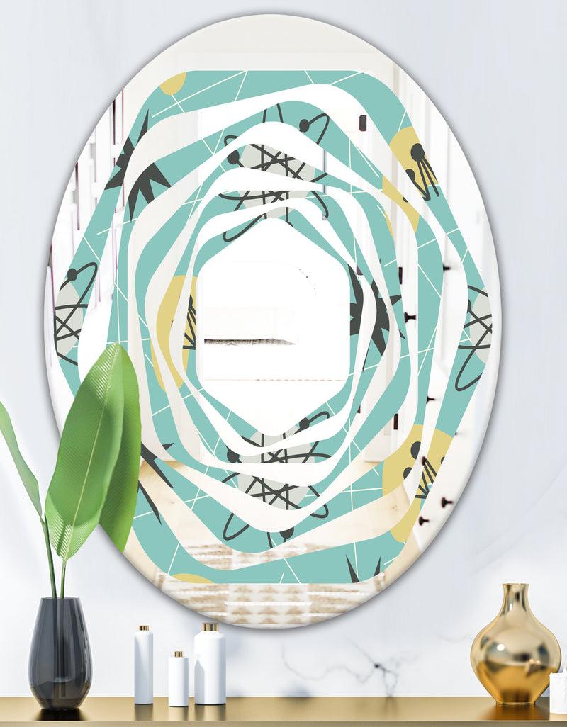 DesignQ 1950 Retro Pattern I - Modern Round Or Oval Wall Mirror - Whirl