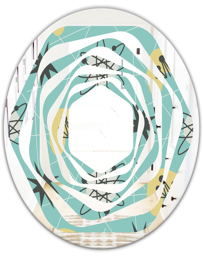 DesignQ 1950 Retro Pattern I - Modern Round Or Oval Wall Mirror - Whirl