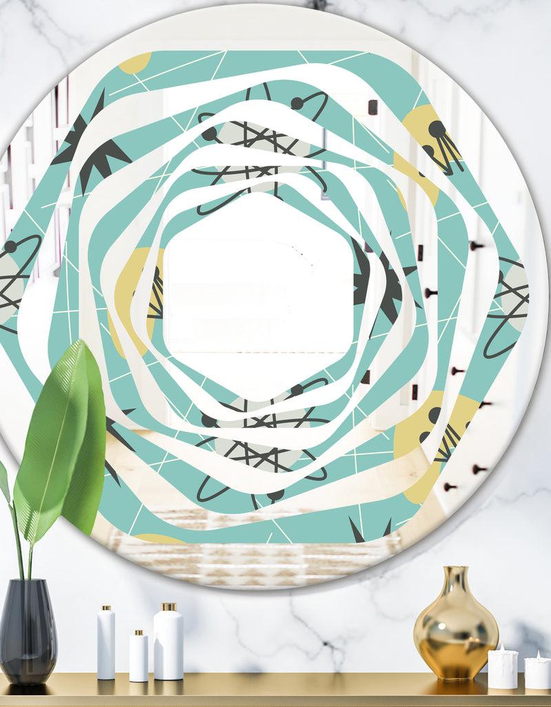 DesignQ 1950 Retro Pattern I - Modern Round or Oval Wall Mirror - Whirl