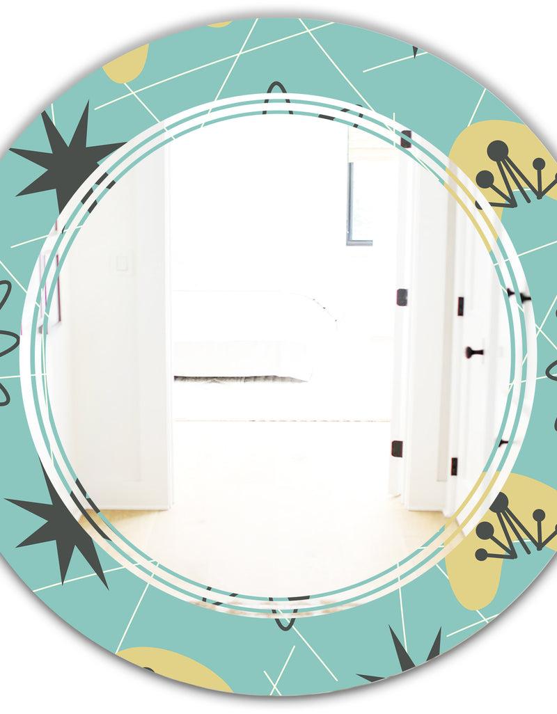 DesignQ 1950 Retro Pattern I - Modern Round Or Oval Wall Mirror - Triple C
