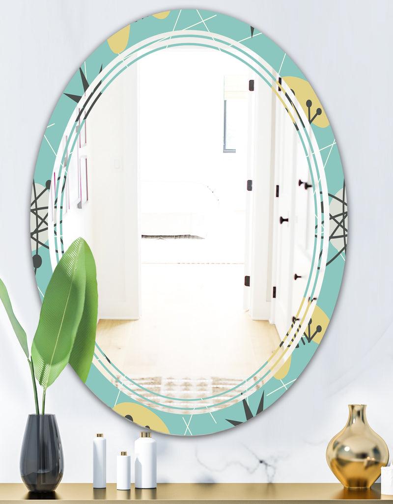 DesignQ 1950 Retro Pattern I - Modern Round Or Oval Wall Mirror - Triple C