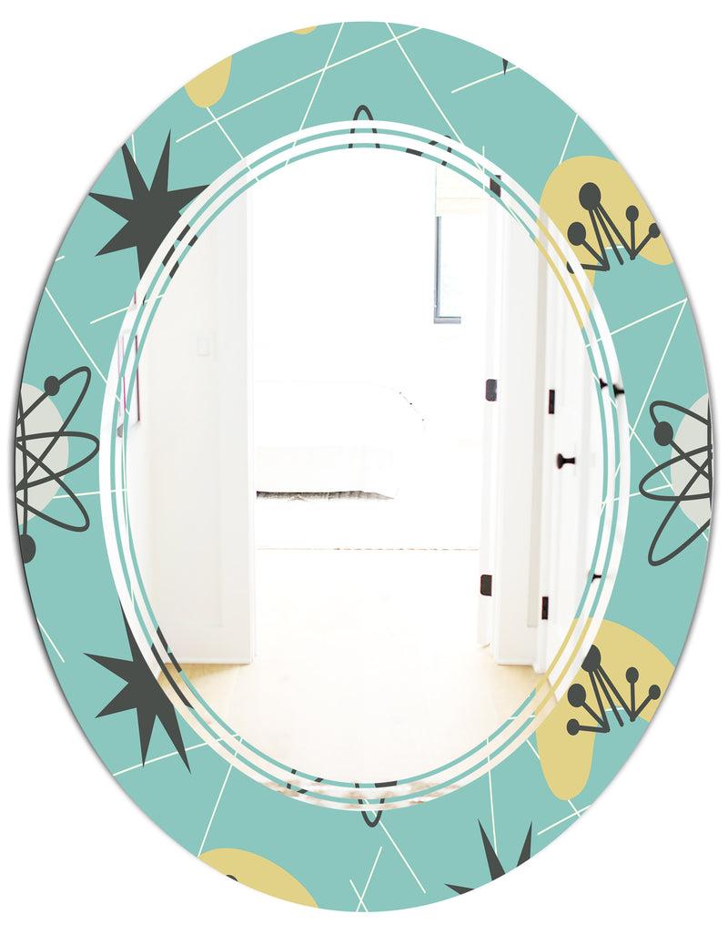 DesignQ 1950 Retro Pattern I - Modern Round Or Oval Wall Mirror - Triple C