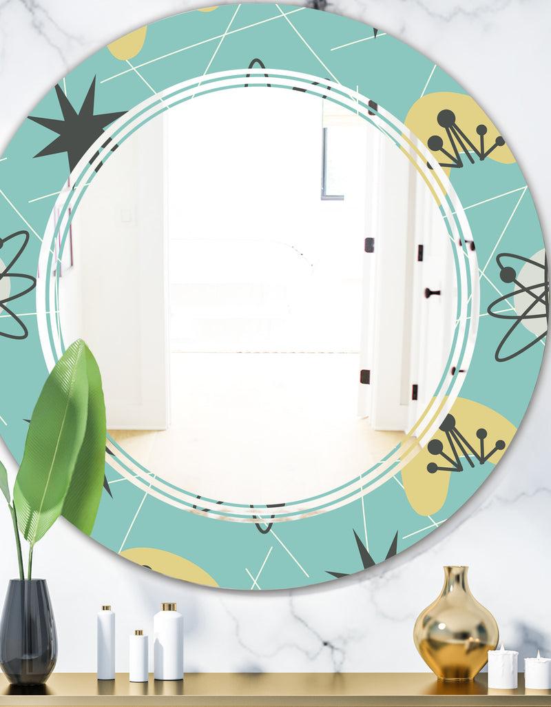 DesignQ 1950 Retro Pattern I - Modern Round or Oval Wall Mirror - Triple C