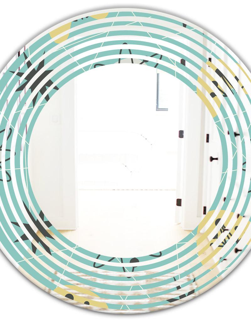 DesignQ 1950 Retro Pattern I - Modern Round Or Oval Wall Mirror - Wave