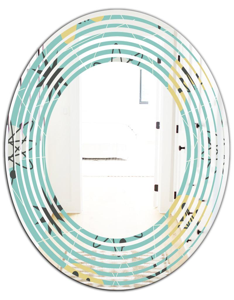 DesignQ 1950 Retro Pattern I - Modern Round Or Oval Wall Mirror - Wave