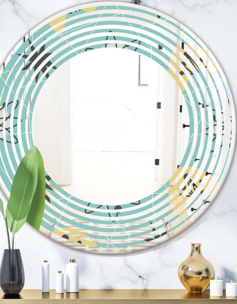 DesignQ 1950 Retro Pattern I - Modern Round or Oval Wall Mirror - Wave