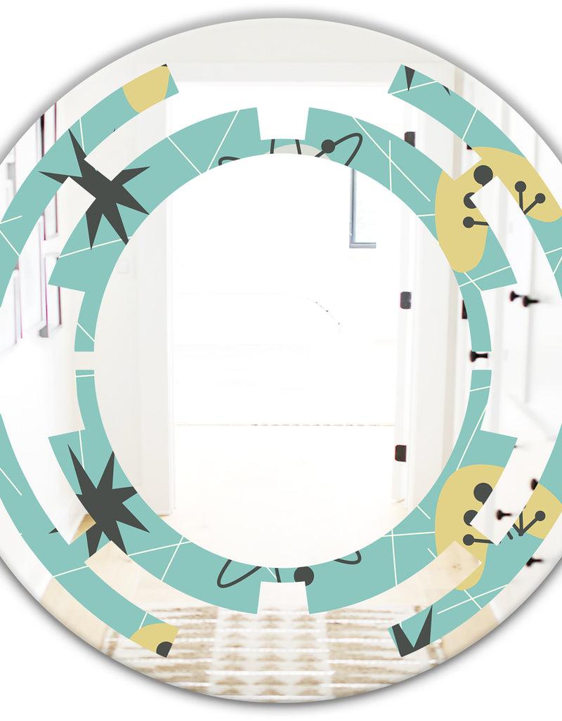 DesignQ 1950 Retro Pattern I - Modern Round Or Oval Wall Mirror - Space