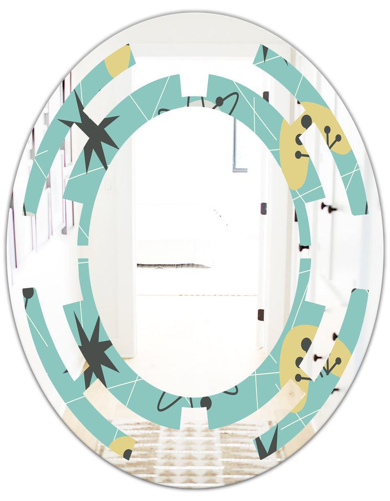 DesignQ 1950 Retro Pattern I - Modern Round Or Oval Wall Mirror - Space