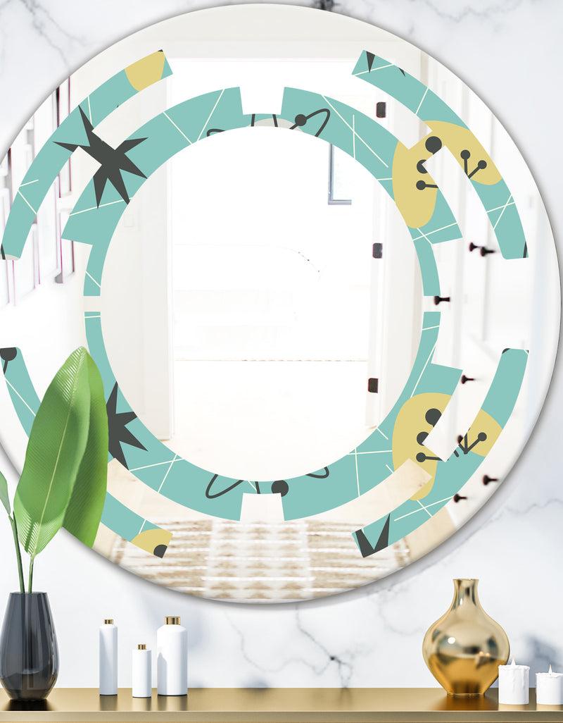 DesignQ 1950 Retro Pattern I - Modern Round or Oval Wall Mirror - Space