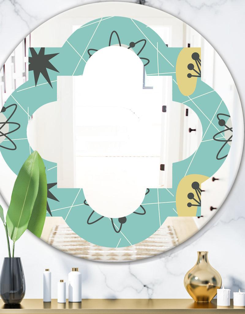 DesignQ 1950 Retro Pattern I - Modern Round or Oval Wall Mirror - Quatrefoil