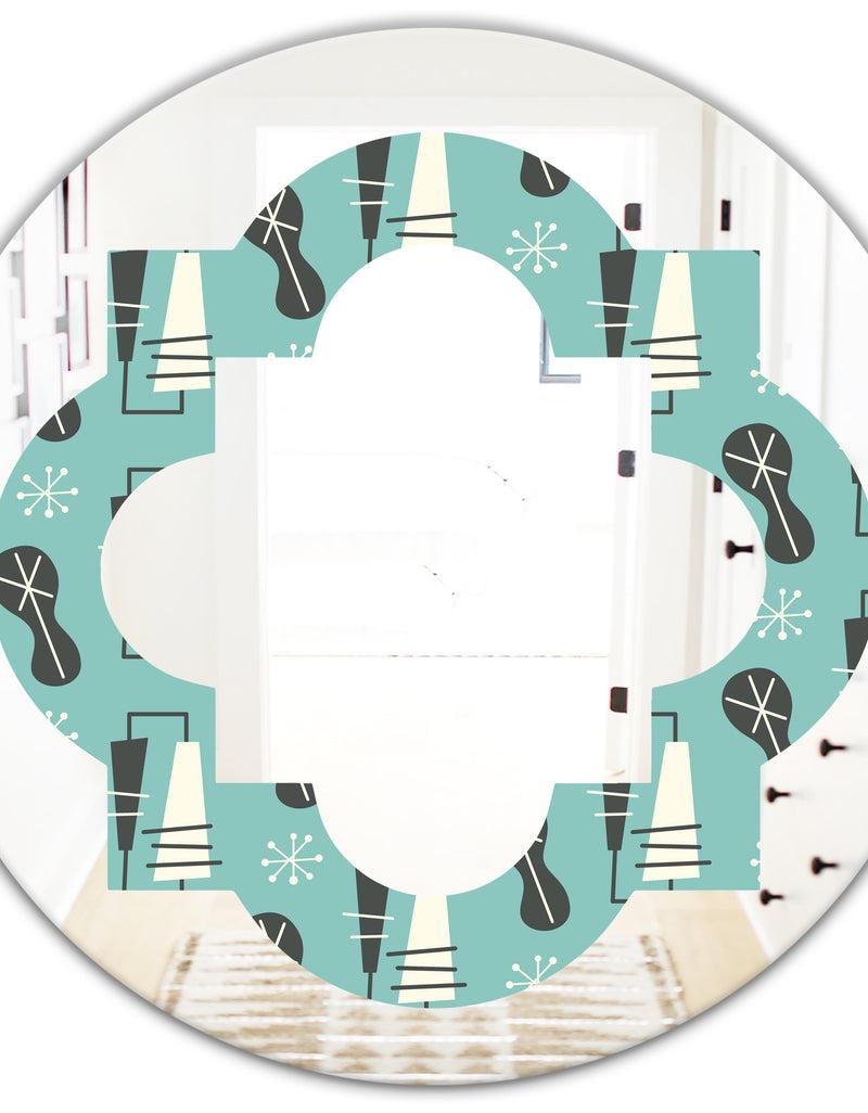 DesignQ 1950 Retro Pattern II - Modern Round Or Oval Wall Mirror - Quatrefoil