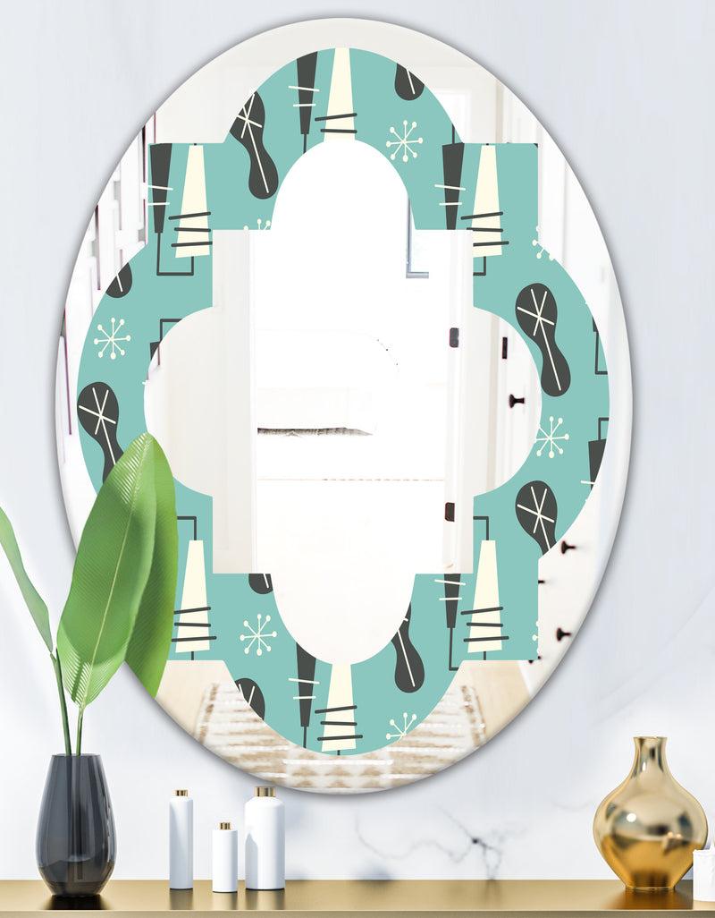 DesignQ 1950 Retro Pattern II - Modern Round Or Oval Wall Mirror - Quatrefoil