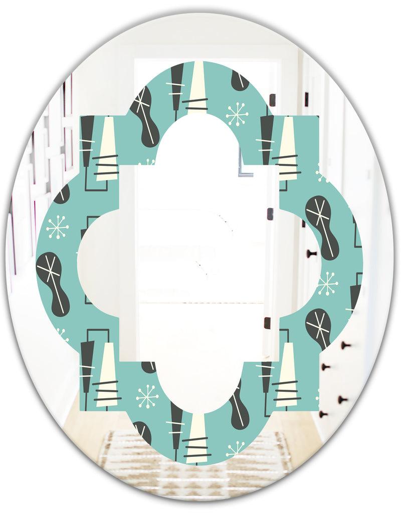 DesignQ 1950 Retro Pattern II - Modern Round Or Oval Wall Mirror - Quatrefoil