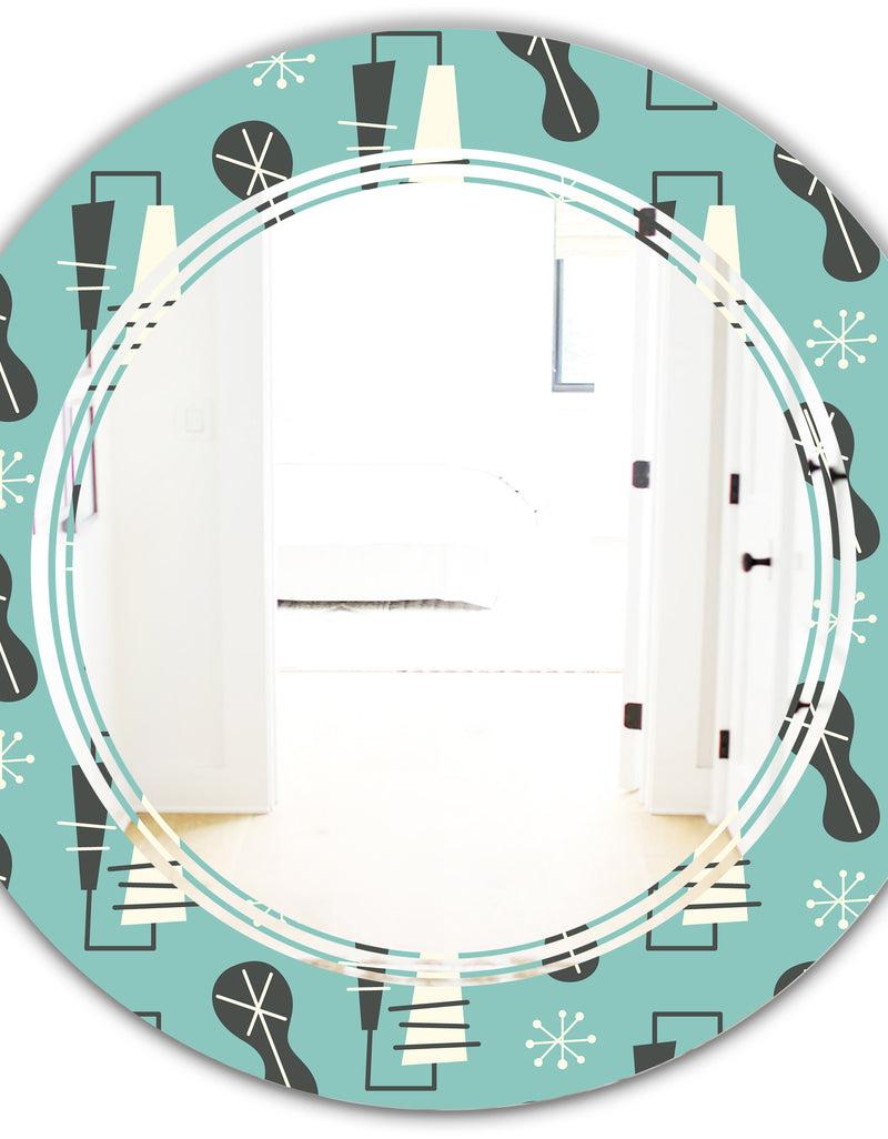 DesignQ 1950 Retro Pattern II - Modern Round Or Oval Wall Mirror - Triple C