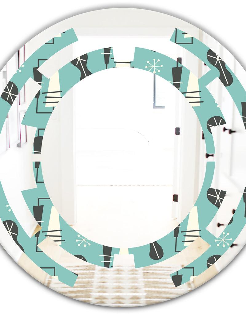 DesignQ 1950 Retro Pattern II - Modern Round Or Oval Wall Mirror - Space