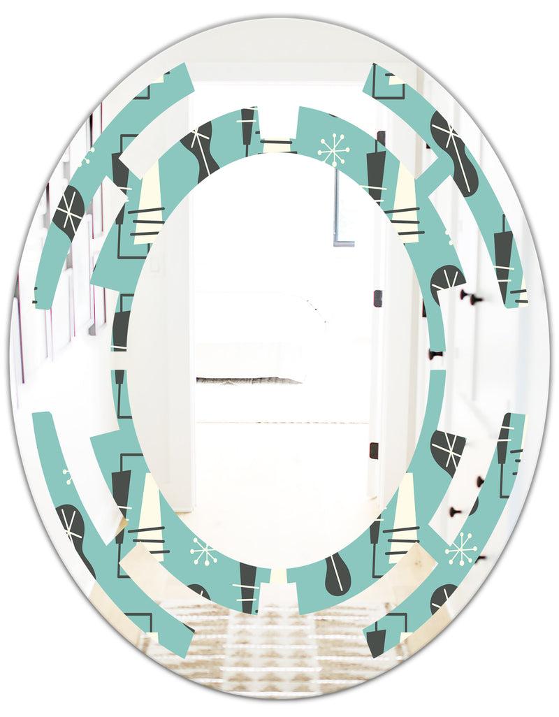 DesignQ 1950 Retro Pattern II - Modern Round Or Oval Wall Mirror - Space