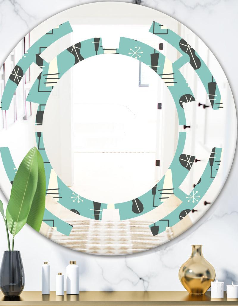 DesignQ 1950 Retro Pattern II - Modern Round or Oval Wall Mirror - Space