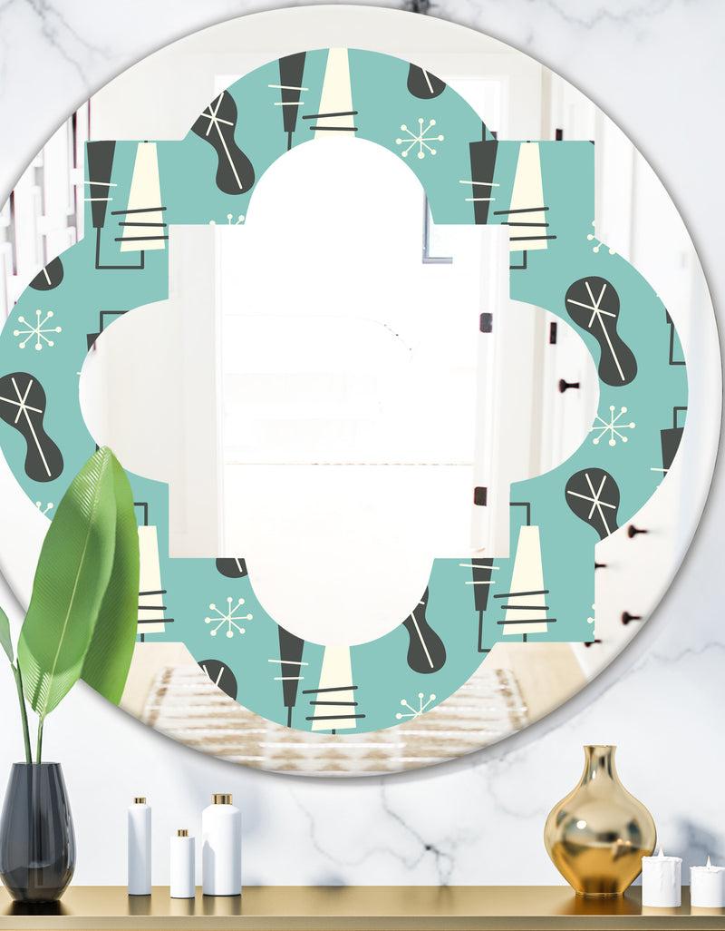 DesignQ 1950 Retro Pattern II - Modern Round or Oval Wall Mirror - Quatrefoil