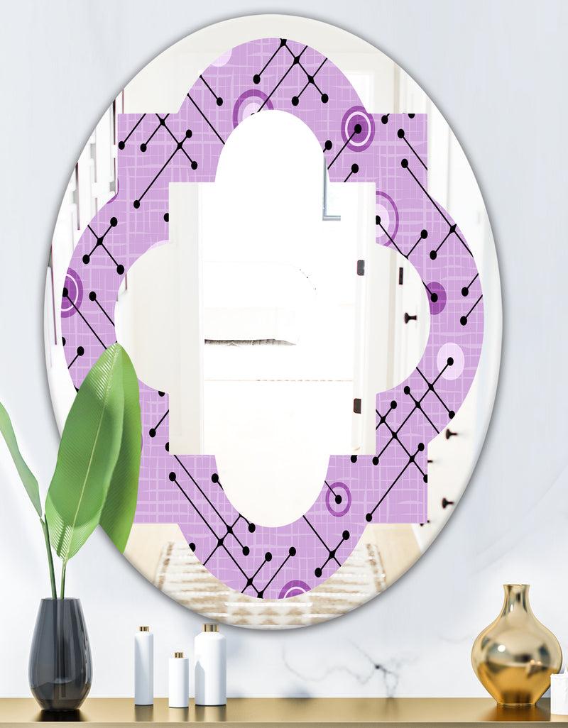 DesignQ 1950 Retro Pattern III - Modern Round Or Oval Wall Mirror - Quatrefoil