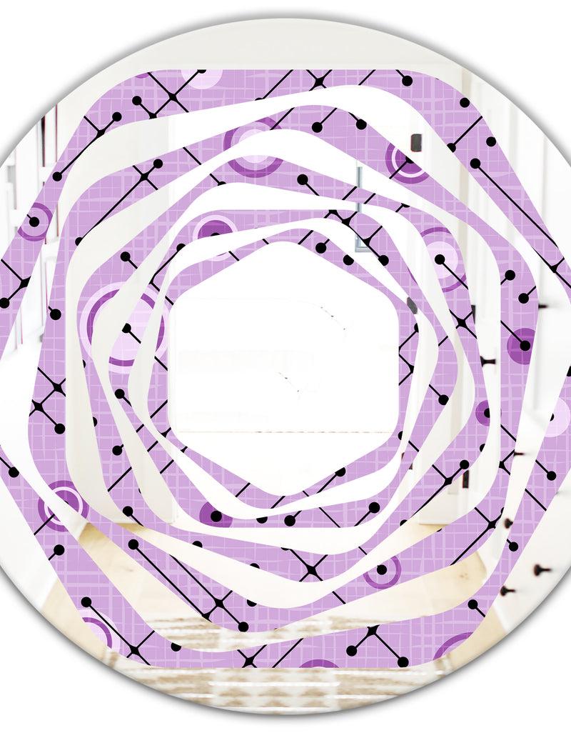 DesignQ 1950 Retro Pattern III - Modern Round Or Oval Wall Mirror - Whirl