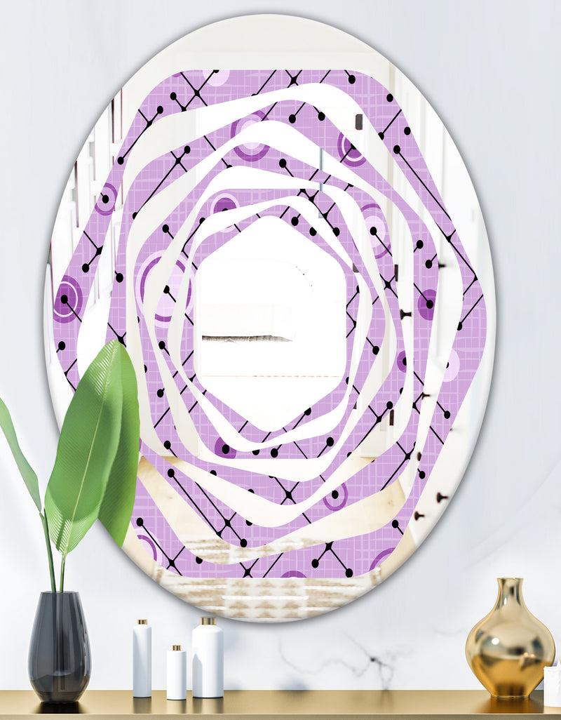 DesignQ 1950 Retro Pattern III - Modern Round Or Oval Wall Mirror - Whirl