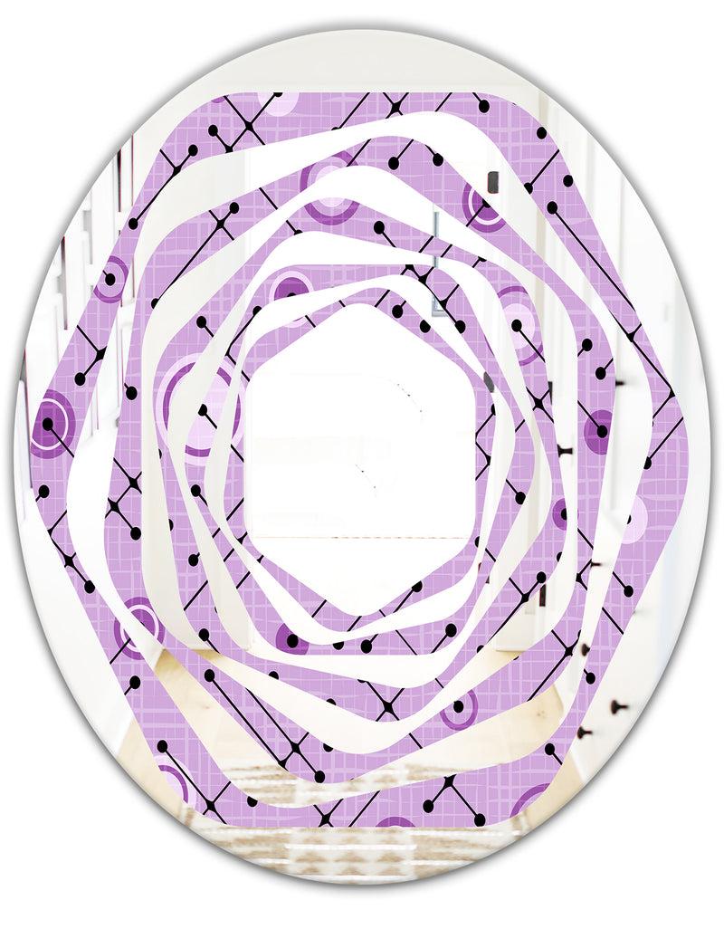 DesignQ 1950 Retro Pattern III - Modern Round Or Oval Wall Mirror - Whirl