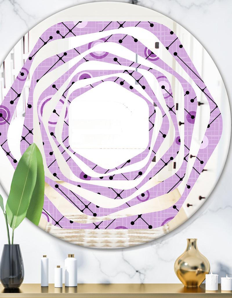 DesignQ 1950 Retro Pattern III - Modern Round or Oval Wall Mirror - Whirl