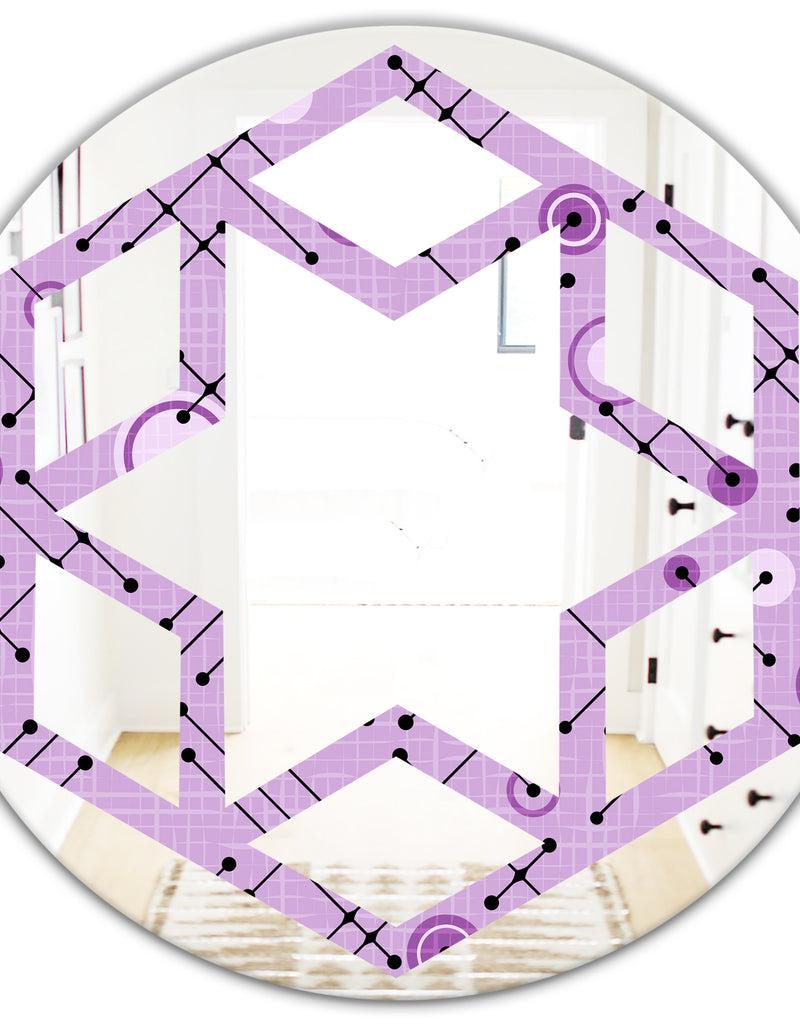 DesignQ 1950 Retro Pattern III - Modern Round Or Oval Wall Mirror - Hexagon Star