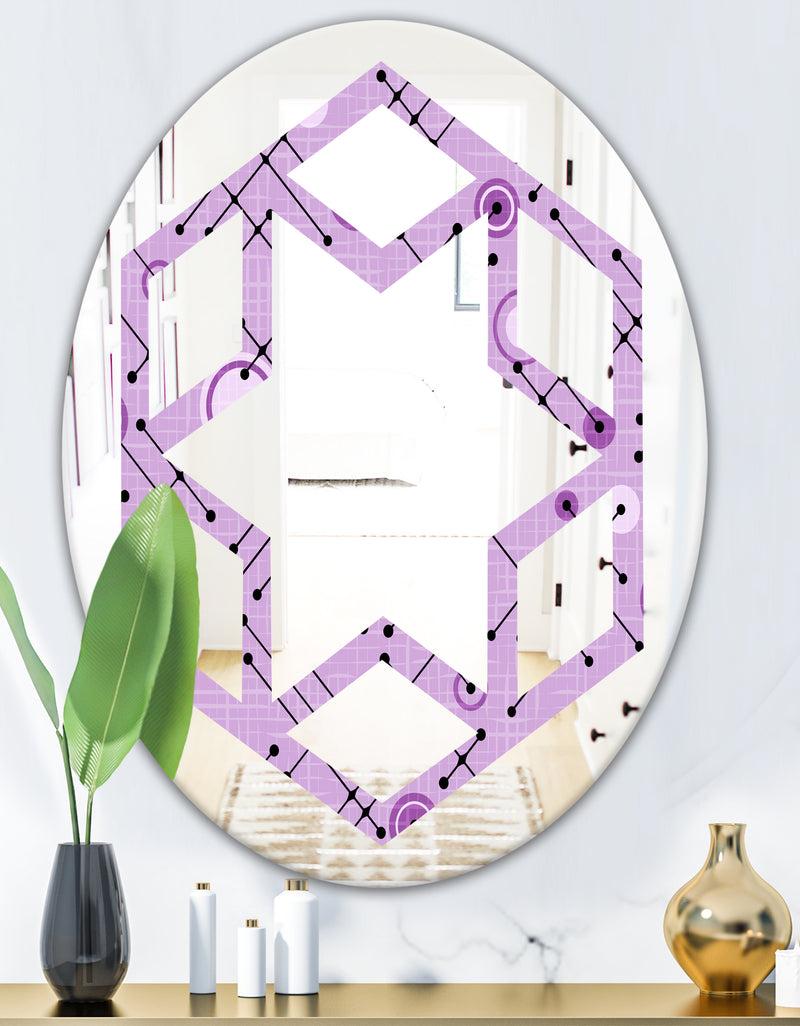 DesignQ 1950 Retro Pattern III - Modern Round Or Oval Wall Mirror - Hexagon Star
