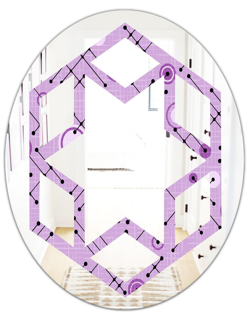 DesignQ 1950 Retro Pattern III - Modern Round Or Oval Wall Mirror - Hexagon Star