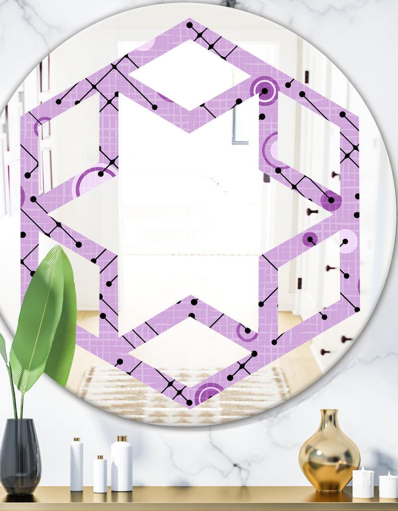 DesignQ 1950 Retro Pattern III - Modern Round or Oval Wall Mirror - Hexagon Star