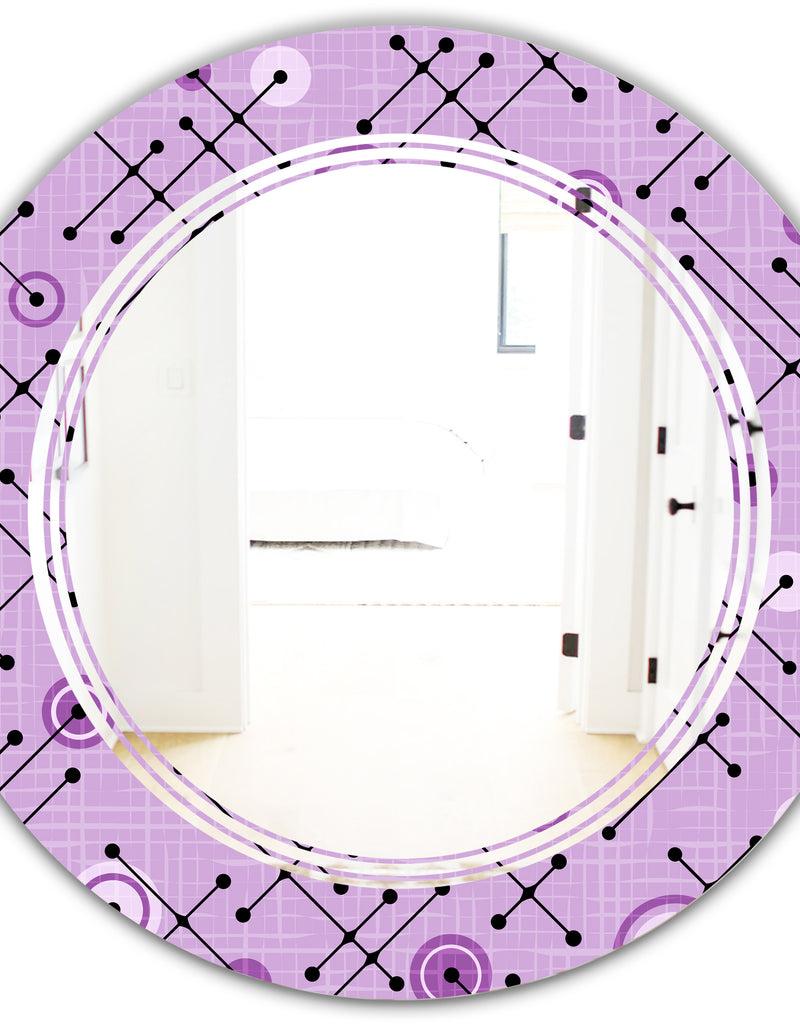 DesignQ 1950 Retro Pattern III - Modern Round Or Oval Wall Mirror - Triple C