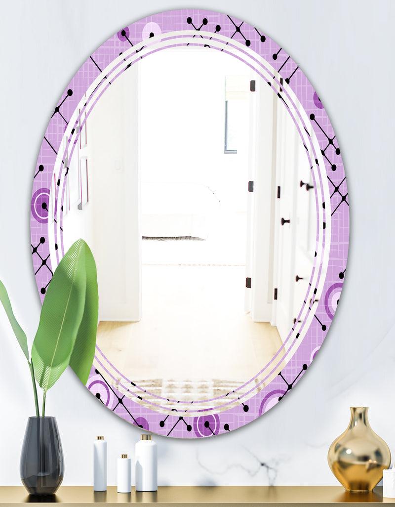 DesignQ 1950 Retro Pattern III - Modern Round Or Oval Wall Mirror - Triple C