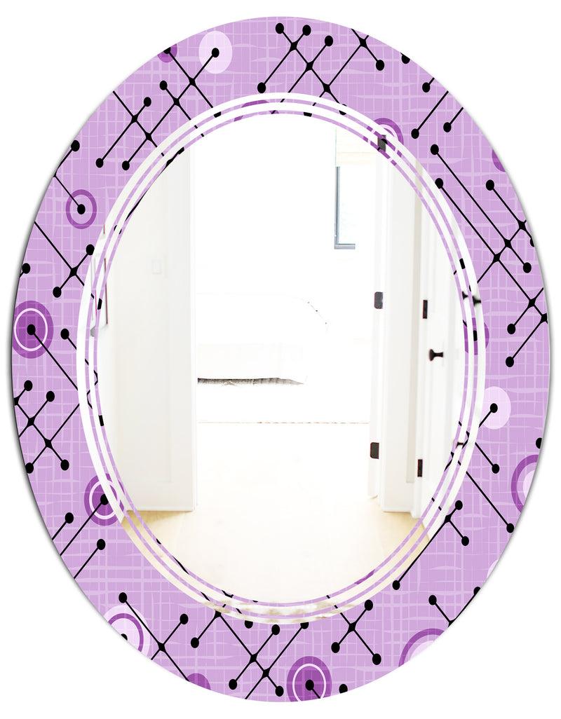 DesignQ 1950 Retro Pattern III - Modern Round Or Oval Wall Mirror - Triple C