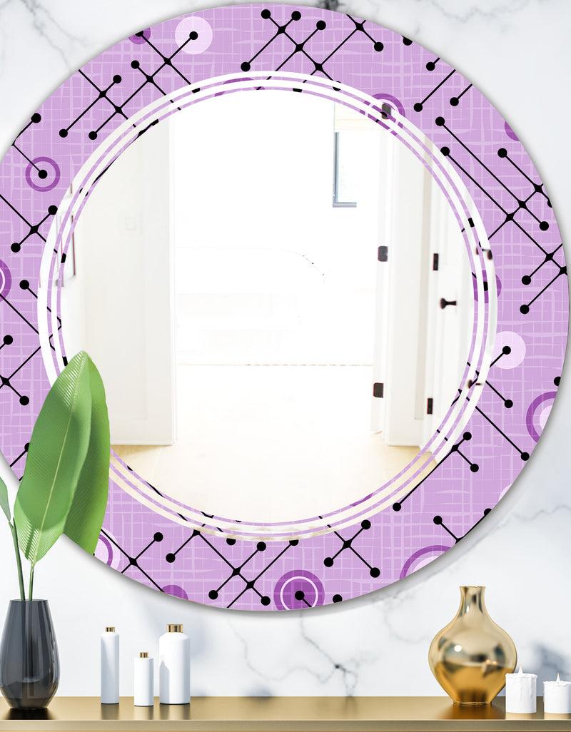 DesignQ 1950 Retro Pattern III - Modern Round or Oval Wall Mirror - Triple C