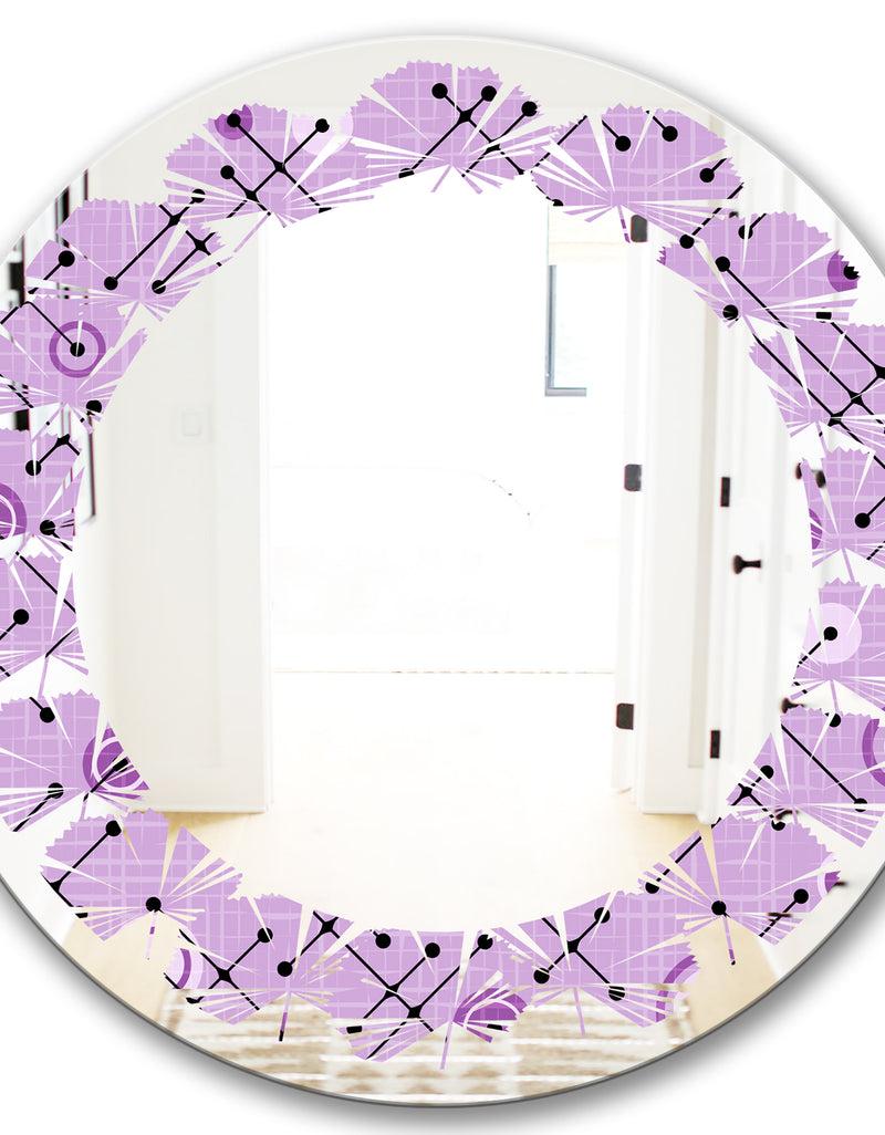 DesignQ 1950 Retro Pattern III - Modern Round Or Oval Wall Mirror - Leaves