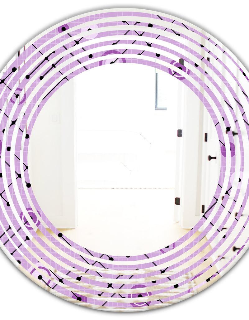 DesignQ 1950 Retro Pattern III - Modern Round Or Oval Wall Mirror - Wave