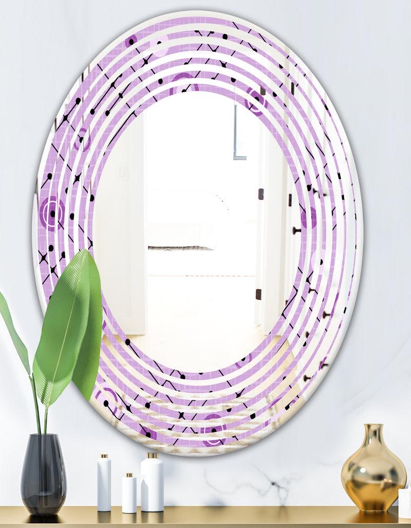 DesignQ 1950 Retro Pattern III - Modern Round Or Oval Wall Mirror - Wave