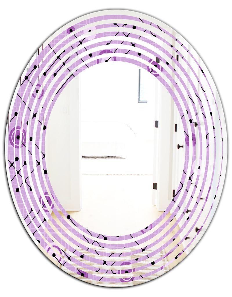 DesignQ 1950 Retro Pattern III - Modern Round Or Oval Wall Mirror - Wave