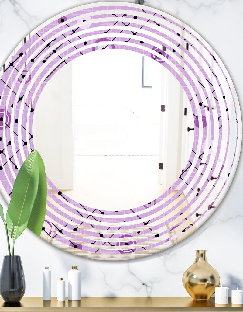 DesignQ 1950 Retro Pattern III - Modern Round or Oval Wall Mirror - Wave