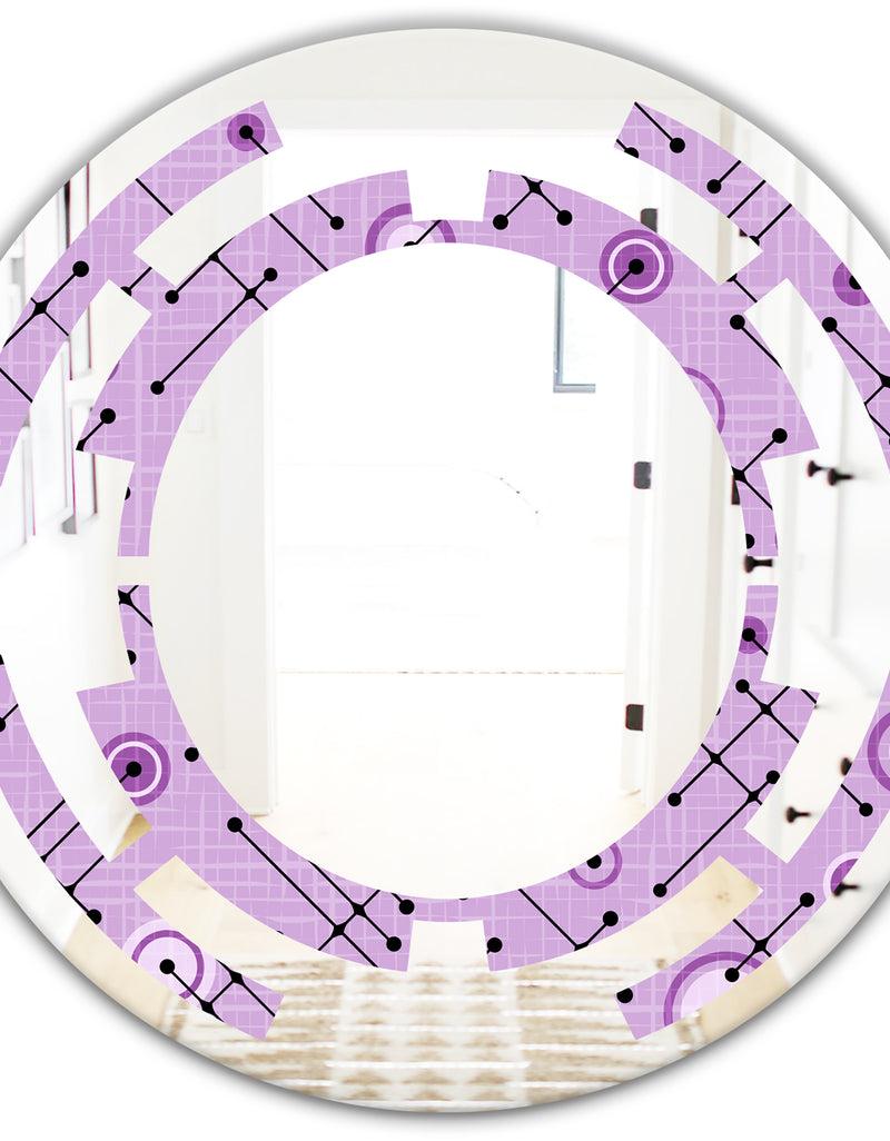 DesignQ 1950 Retro Pattern III - Modern Round Or Oval Wall Mirror - Space