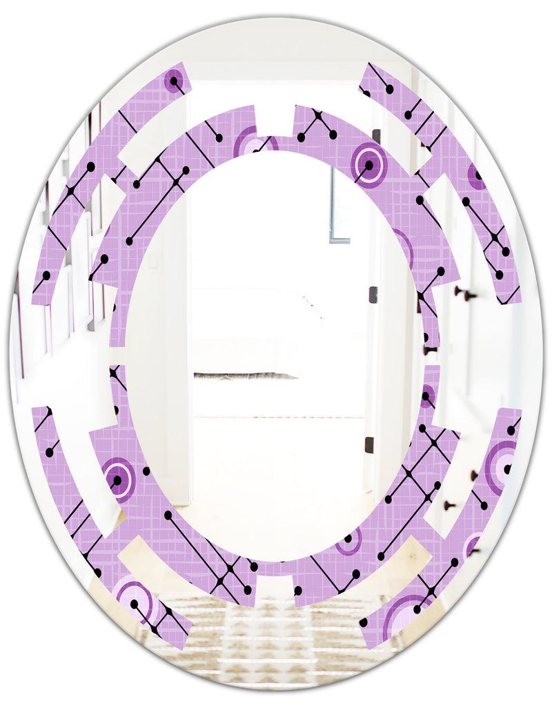 DesignQ 1950 Retro Pattern III - Modern Round Or Oval Wall Mirror - Space
