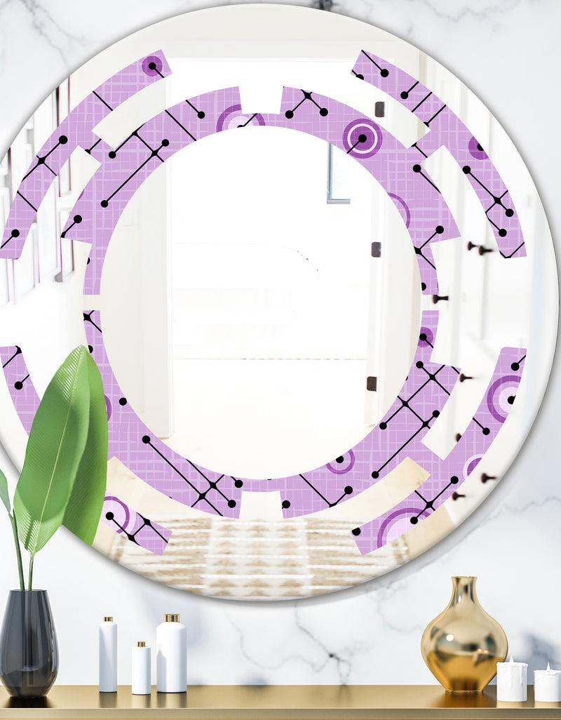 DesignQ 1950 Retro Pattern III - Modern Round or Oval Wall Mirror - Space